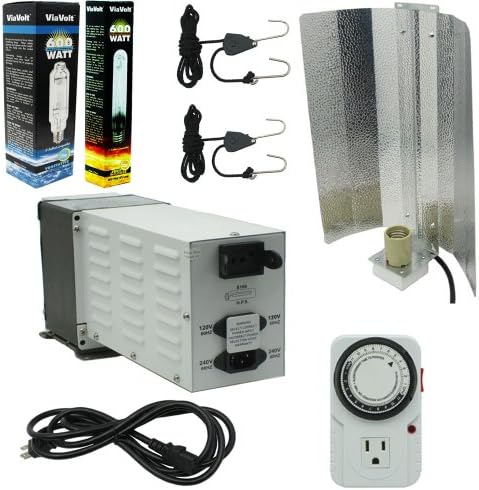 ViaVolt Lighting System (600 Watt HID Hard Core Grow Light MH/HPS System with Wing Reflector)