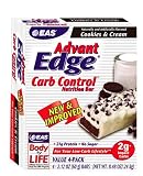 EAS AdvantEdge Carb Control Nutrition Bar, Cookies and Cream, 4 Bars, (Pack of 3)