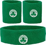 Boston Celtics Headband Wristband Combination Set with NBA Basketball Sports Team Logos