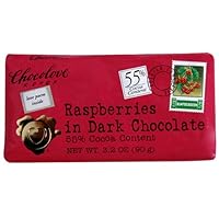 Chocolove Premium Chocolate Bars, Raspberries in Dark (55%) Chocolate, 3.2-Ounce Bars (Pack of 12)