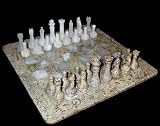 Coral Stone & White Onyx Chess Set - Large, 16