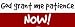 God grant me patience NOW! Bumper Sticker