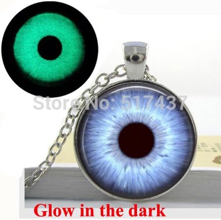 Pretty Lee Glow In The Dark Necklace Human Eye Glass Pendants Jewelry Evil Eye Necklace Art Glass Cabochon Necklace Pendant Glowing Jewelry
