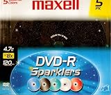 Cheap DVD-R Sparklers 5 Assorted Colors 4.7GB 8x 120min