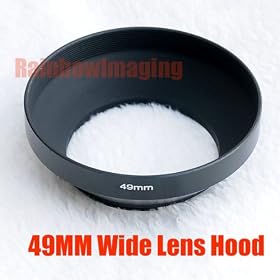 RainbowImaging 49MM metal screw in lens hood for Wide Angle lens (fits 24mm, 28mm, 35mm lens) by Rainbow