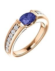 18K Rose Gold 7.00x5.00mm Oval Cut Tanzanite and Diamond Ring -- LIFETIME WARRANTY