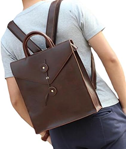 HFSMD Korean Tidal Backpack Business and Leisure Computer Portable Handbag (Coffee)