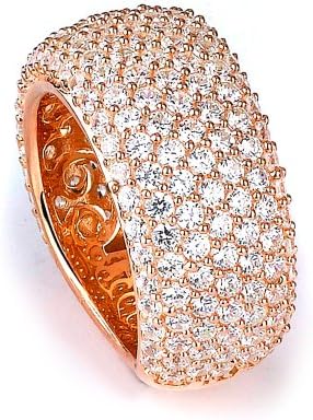 Sterling Silver Micro-Pave Cz Band With Rose Gold Plating, Measuring 11Mm Wide,