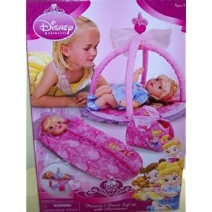 Disney Princess 3 Piece Soft Set Doll Accessories Playgym Travel Bag