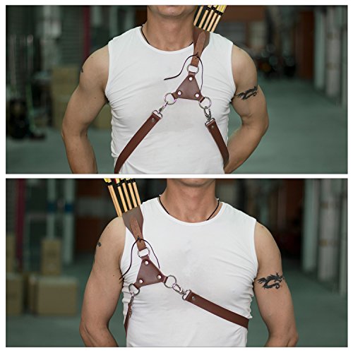 Hikingworld 21" Waterproof Real Cattlehide Leather Archery Arrow Quiver