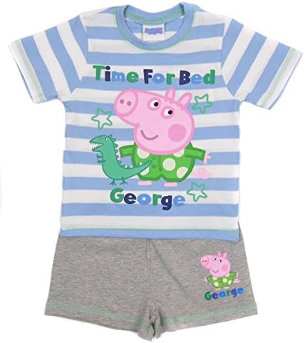 Boys George Pig Short T-Shirt Pyjama Set Time For Bed George 18-24M 2-3 3-4 4-5Y