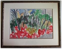 Landscape Watercolor, Original 1991 Watercolor Painting By Jane Whiston - Framed Artwork
