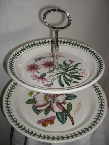 Portmeirion Bespoke 2 Tier Botanic Garden Cake Stand - Magnolia and Treasure Flower