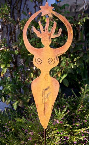 Metal Yard Sculpture Wishing Goddess Garden Stake
