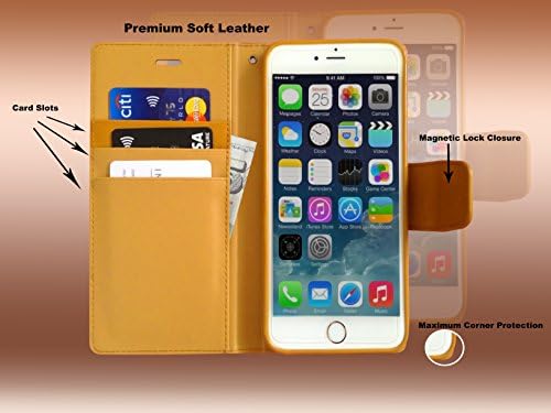 Apple iPhone 6 Cell Phone Casing [FLAPA Series] Elegant Premium Quality [Synthetic Soft Leather] with [Stand Flip Cover] [Magnetic Lock Closure] [Card Slot] [Cash Compartment] (Camel, iPhone 6)