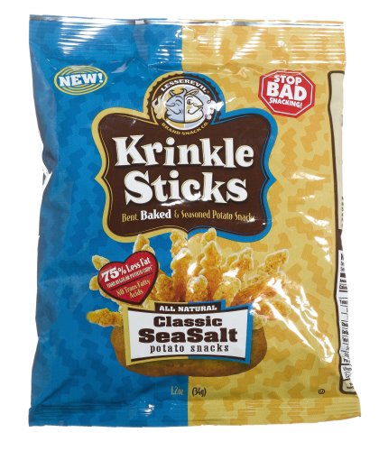 LesserEvil Krinkle Sticks Classic SeaSalt, 1.2-Ounce Bags (Pack of 24)