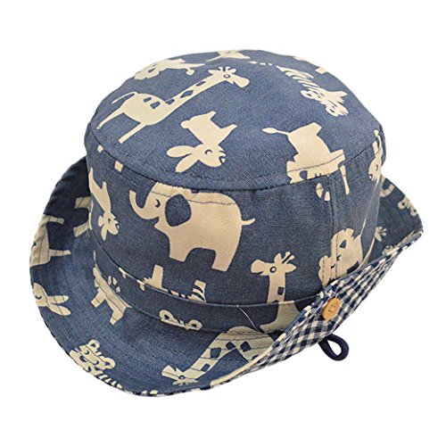 TANGDA Baby Kids Cotton Fisherman Hat Animal Zoo Pattern Sunhat With Chin Strap