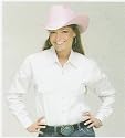White Ladies Long Sleeve Western Shirt With Pearlized Snap Buttons