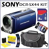 Sony DCRSX44 DCR-SX44 4GB Flash memory Handycam Camcorder with 60x Optical Zoom in Blue + 8GB Accessory Kit