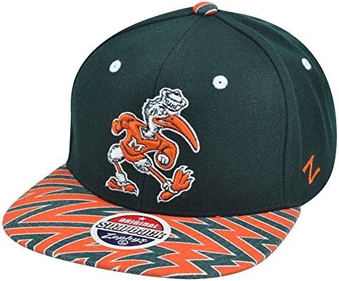 NCAA Zephyr Miami Hurricanes Sebastian Animal Style Flat Bill Snapback Hat Cap
