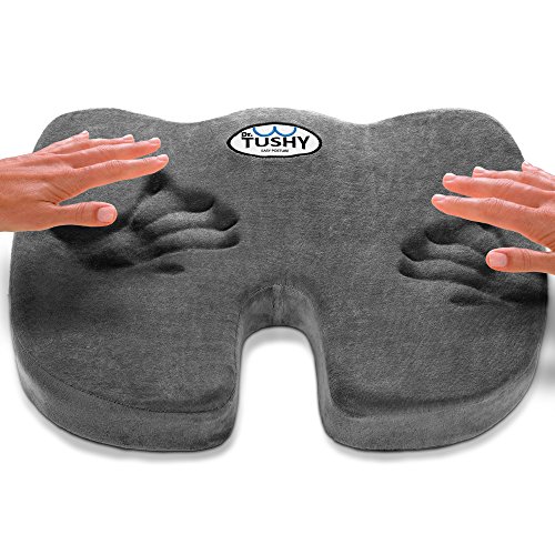 Dr. Tushy Premium Coccyx Memory Foam Seat Cushion for Office Chair, Car or Home With Free Ebook Included - Helps with Lower Back, Sciatica & Tailbone Pain