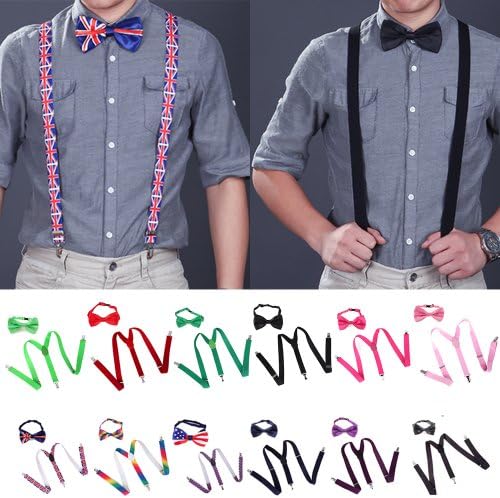HDE Men's Suspender &amp; Bow Tie Sets