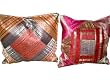 2 Brocade Cushion Cover Orange Pink Floral Vintage Silk Sari Toss Pillow Case