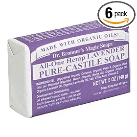 Dr. Bronner's Magic Soaps Pure-Castile Soap, All-One Hemp Lavender, 5-Ounce Bars (Pack of 6)