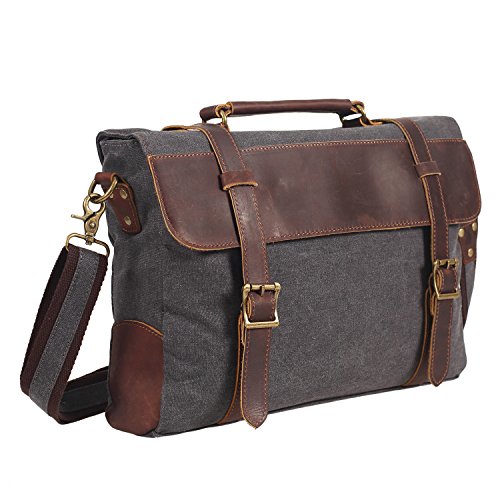 Desertwolf vintage canvas messenger leather shoulder ba…