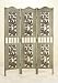 52" Wide 3 Panels WOODEN ROOM DIVIDER Screen with FANCY Artwork
