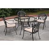 Montecito Five Piece Dining Set with 48 Round Table in Desert Bronze Fabric Beige