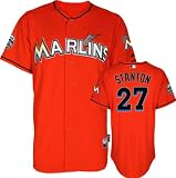 Mike Stanton Jersey: Miami Marlins #27 Alternate Firebrick Authentic Cool Base&Atilde;&cent;"&Acirc;&cent; Jersey with Marlins Park Inaugural Season Patch