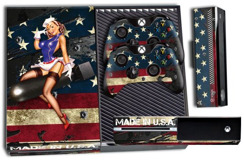 Designer Skin Sticker for the Xbox One Console With Two Wireless Controller Decals- Battle Torn Stripes