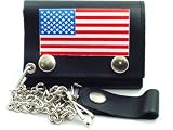American Flag Genuine Leather Chain Wallet #8