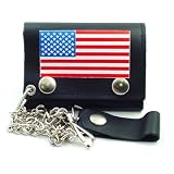 American Flag Genuine Leather Chain Wallet #8 by Bewild