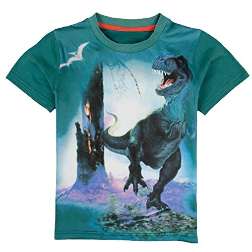 Coralup Boys Lifelike 3D Print Dinosaur Short Sleeve T-Shirts Tops 4Y-10Y