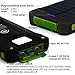 Solar Phone Charger, Grandbeing® 10000mAh Portable Battery Charger Outdoor Dual USB External Battery Pack Solar Power Bank with LED Light and Compass for iPhone iPad & Android Phones, Black Green