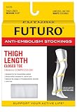 Futuro. Anti-Embolism Stockings, Medium Short, White, Thigh Length, Closed Toe, 1 Pair