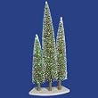 Pre-Lit LED Green & Gold Glitter Artificial Mini Village Christmas Tree Trio Set