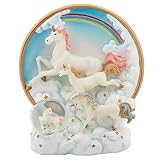 Rainbow Unicorns 6 inch Plate and Miniature 45MM Water Globe Figure Set of 2