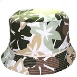 Ladies GREEN beige floral CAMOU REVERSIBLE sun hat