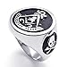 TEMEGO Jewelry Mens Stainless Steel Ring, Embossed Freemason Masonic Symbol Skull Band,Black Silver