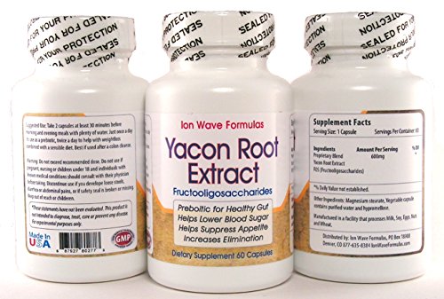 Yacon Root Extract, Ion Wave Formulas, Highest Potency Per Capsule 600mg