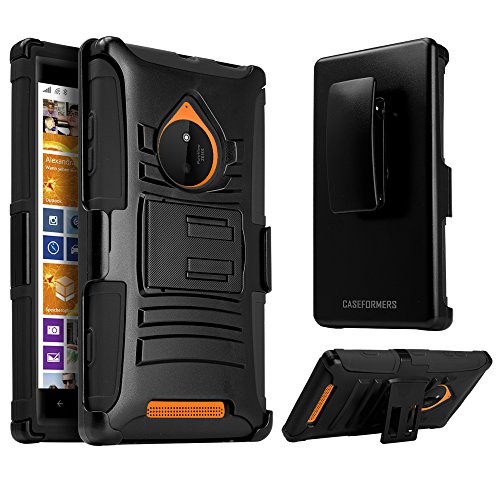 CASEFORMERS Duo Armor BLACK for Nokia Lumia 830 Combo Case with Stand and Holster