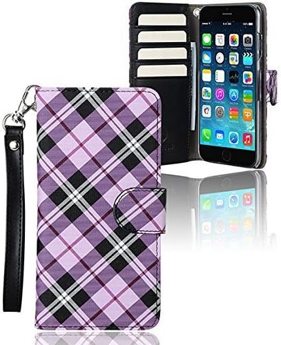 monsoon ROMA Wallet Case Cover for Apple iPhone 6 Plus 6s PLUS + (5.5") - [PLAID PURPLE]