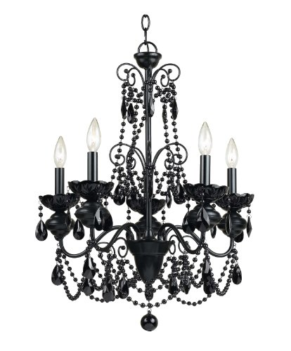 AF Lighting 7506-5H Mischief Chandelier Black Glass Beads