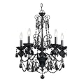 AF Lighting 7506-5H Mischief Chandelier, Black Glass Beads