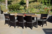 Big Sale Arbor 9 Piece All-Weather Wicker Patio Dining Set with Canvas Charcoal (54048-0000) Cushions