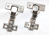 1 3/4 Satin Nickel Half Overlay Concealed Cabinet Door Hinges Pair