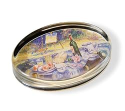 Picnicking Before an Easel - Oval Glass Paperweight